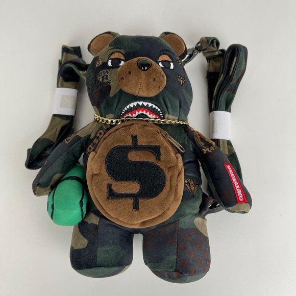 Sprayground Handbags - New Sprayground Bearcub Mini Camo Check Money Bear Backpack